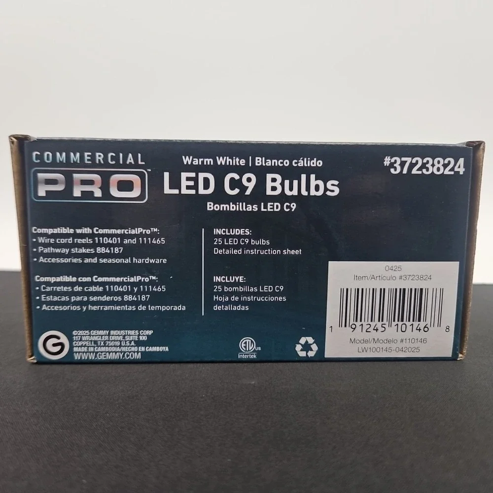 GEMMY Commercial Pro 25 Ct C9 Warm White LED Christmas String Light Bulbs‎ E17